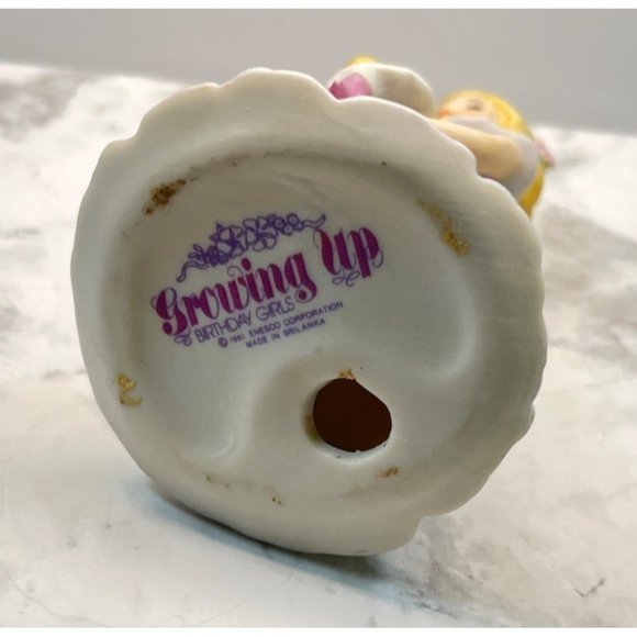 Growing Up Birthday Girls Age 8 Porcelain Blonde Figurine 1981 Enesco - Picture 4 of 8